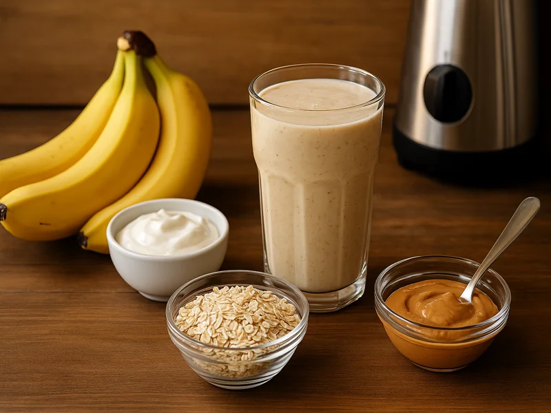 Creamy fuel in a glass.
Greek yogurt, oats, peanut butter, and the power-packed benefit of banana in every sip