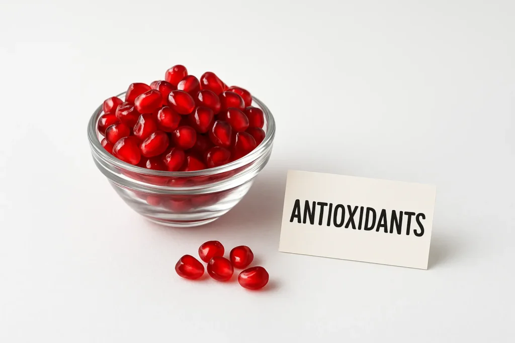 Bowl of pomegranate arils, a superfood rich in antioxidants and health benefits.