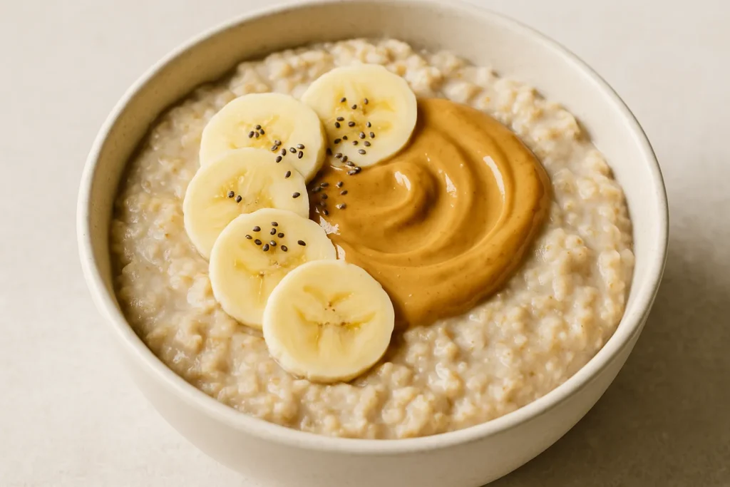 Banana peanut butter protein oats breakfast