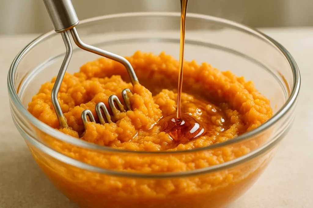 mashing-creamy-sweet-potatoes-maple-syrup